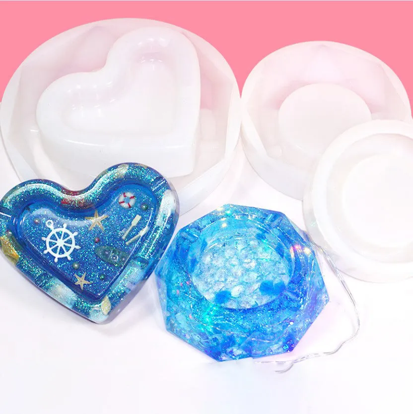 1 PCS Ashtray Silicone Mold DIY Epoxy Resin Mould Heart Diamond Shape Mold For Home Decoration 103294