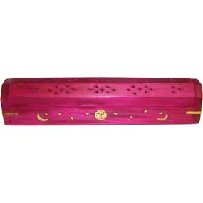 12" Celestial Pink Wood Incense Box Burner