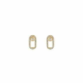 14 Karat Yellow Gold Oval Diamond Stud Earrings