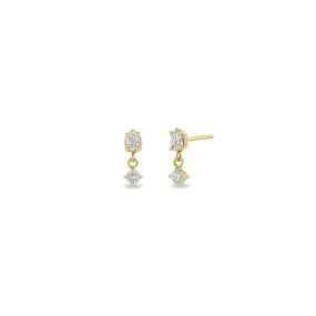 14k Linked Pear & Round Diamond Drop Earrings