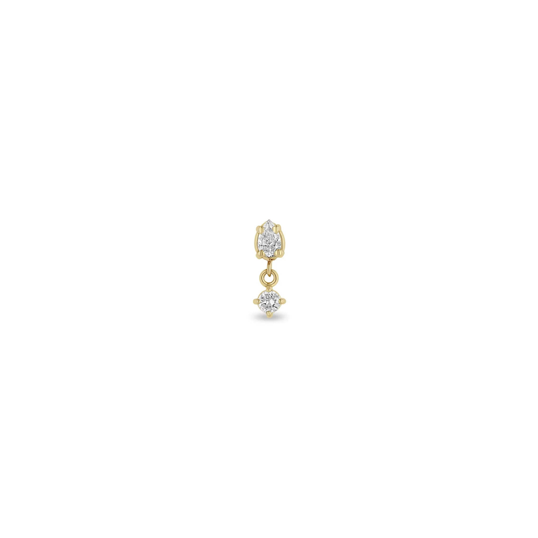 14k Linked Pear & Round Diamond Drop Earrings