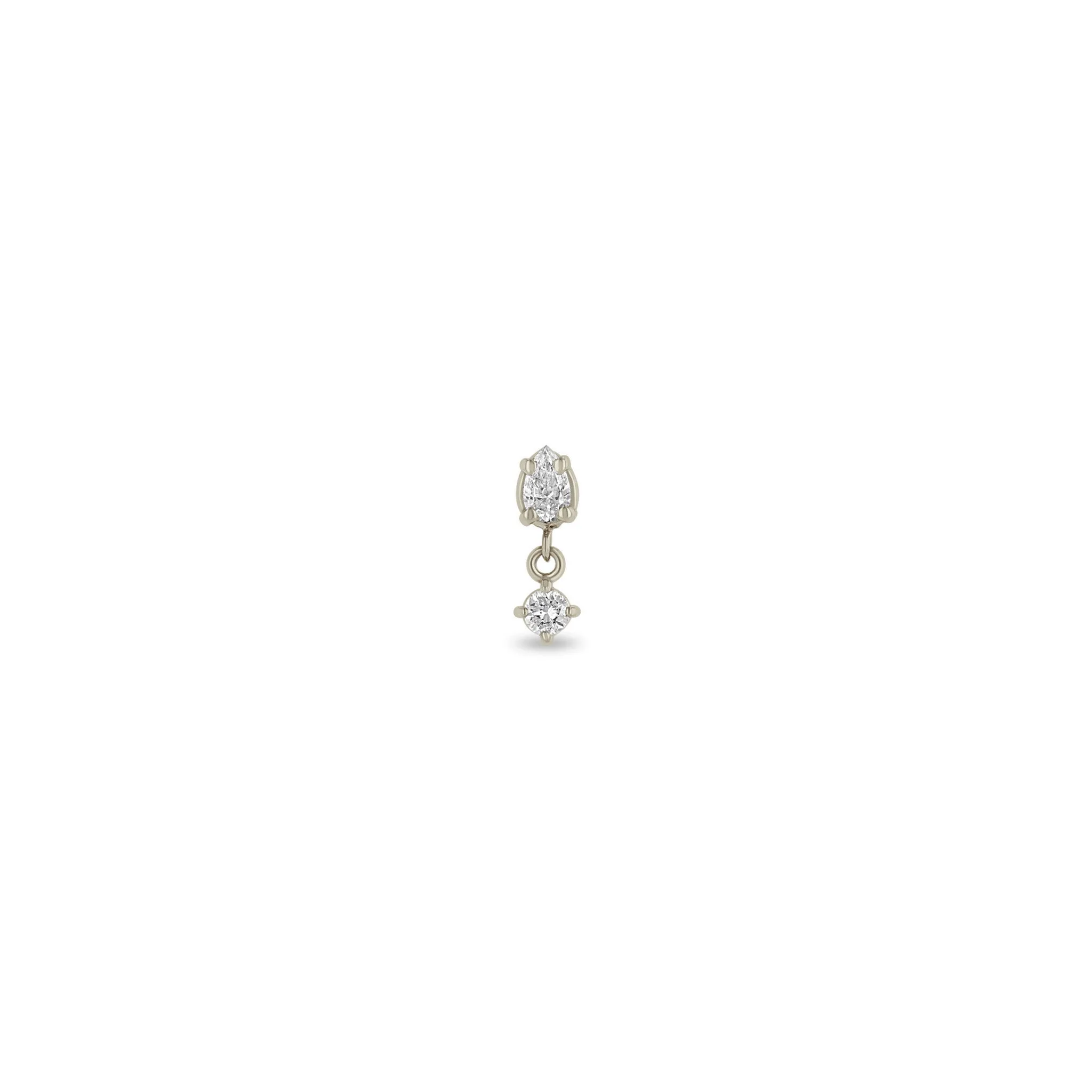 14k Linked Pear & Round Diamond Drop Earrings