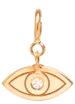 14k midi bitty diamond evil eye charm pendant with spring ring