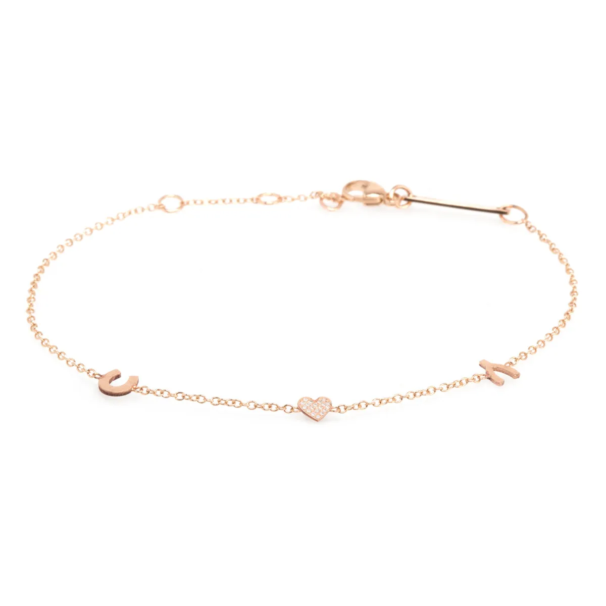 14k Pavé Diamond Itty Bitty Luck & Love Station Bracelet