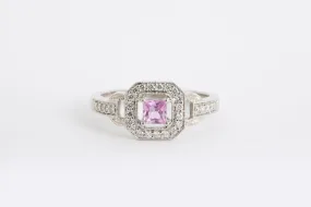 14k White Gold 0.30tcw Diamond 0.36tcw Pink Sapphire Ring Size 6 (3.31g.)