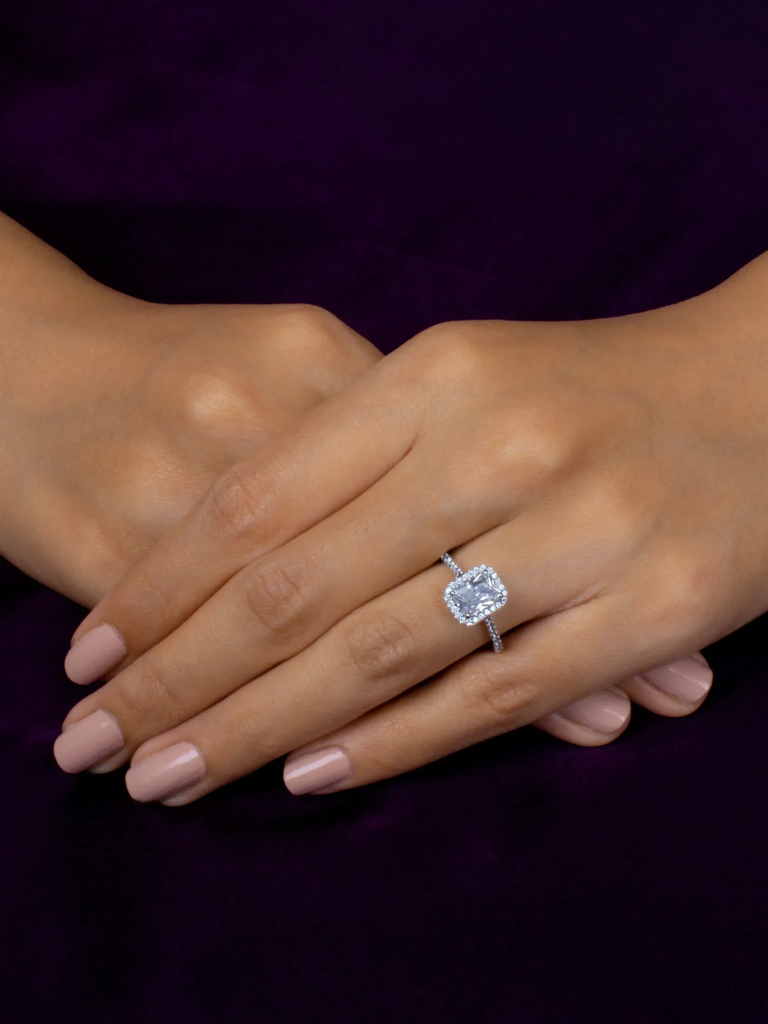 1.5 Carat American Diamond Halo Ring in 925 Silver