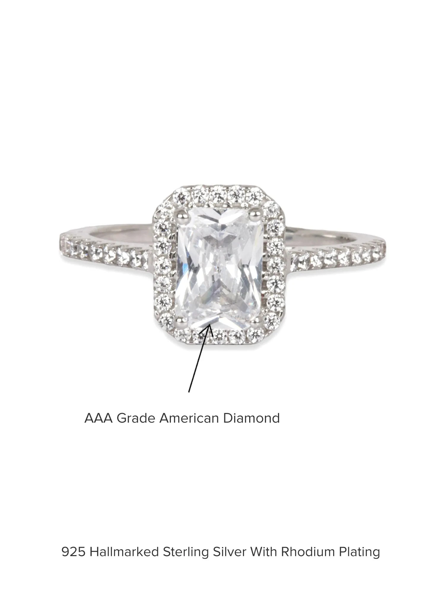 1.5 Carat American Diamond Halo Ring in 925 Silver