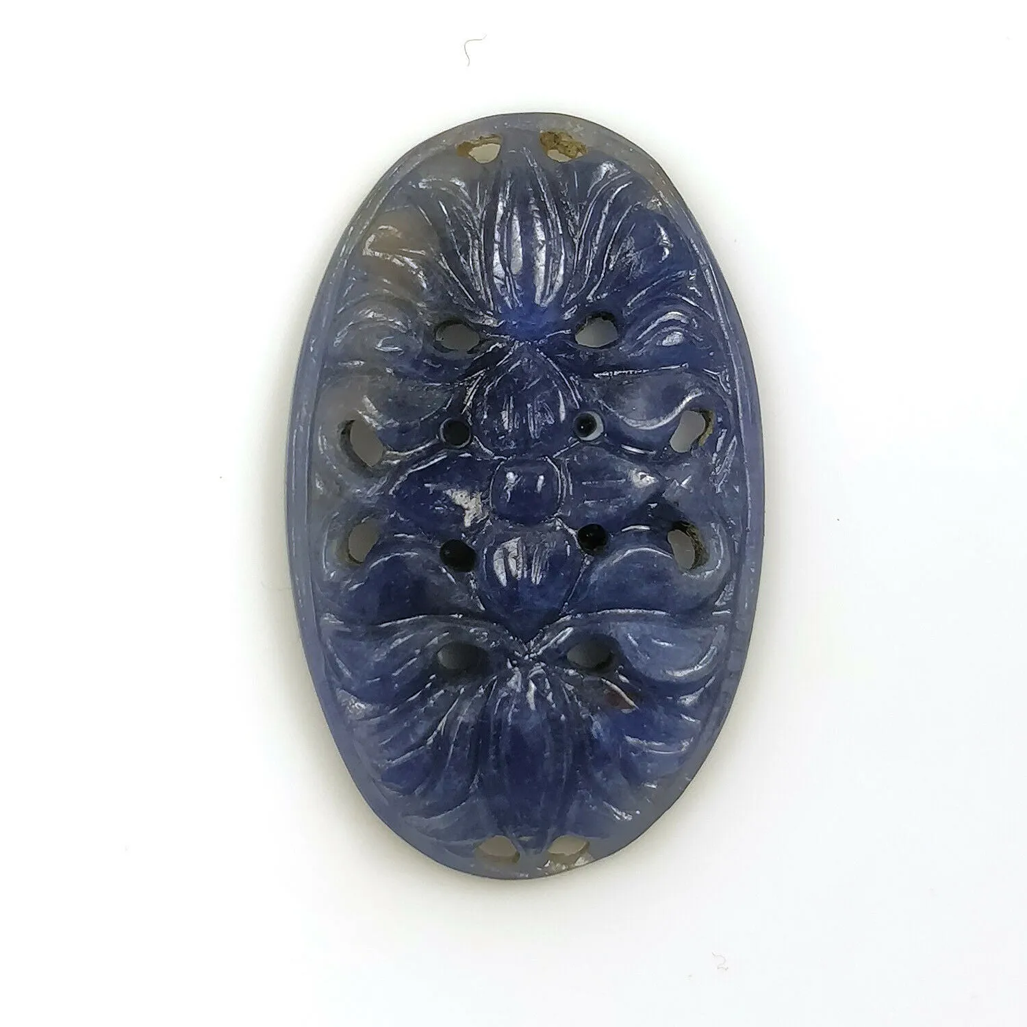 15.66cts Natural Untreated BLUE SAPPHIRE Gemstone Hand Carved Oval 25.5*16.5mm 1pc For Ring/Pendant