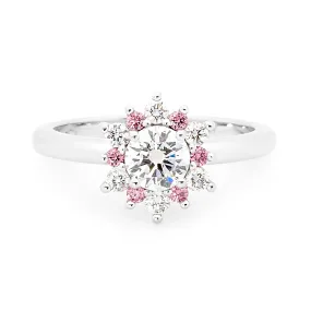 18ct White Gold 6 Pink and 6 White Diamond Ring