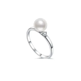 18K Diamond Akoya Pearl Ring KR00054