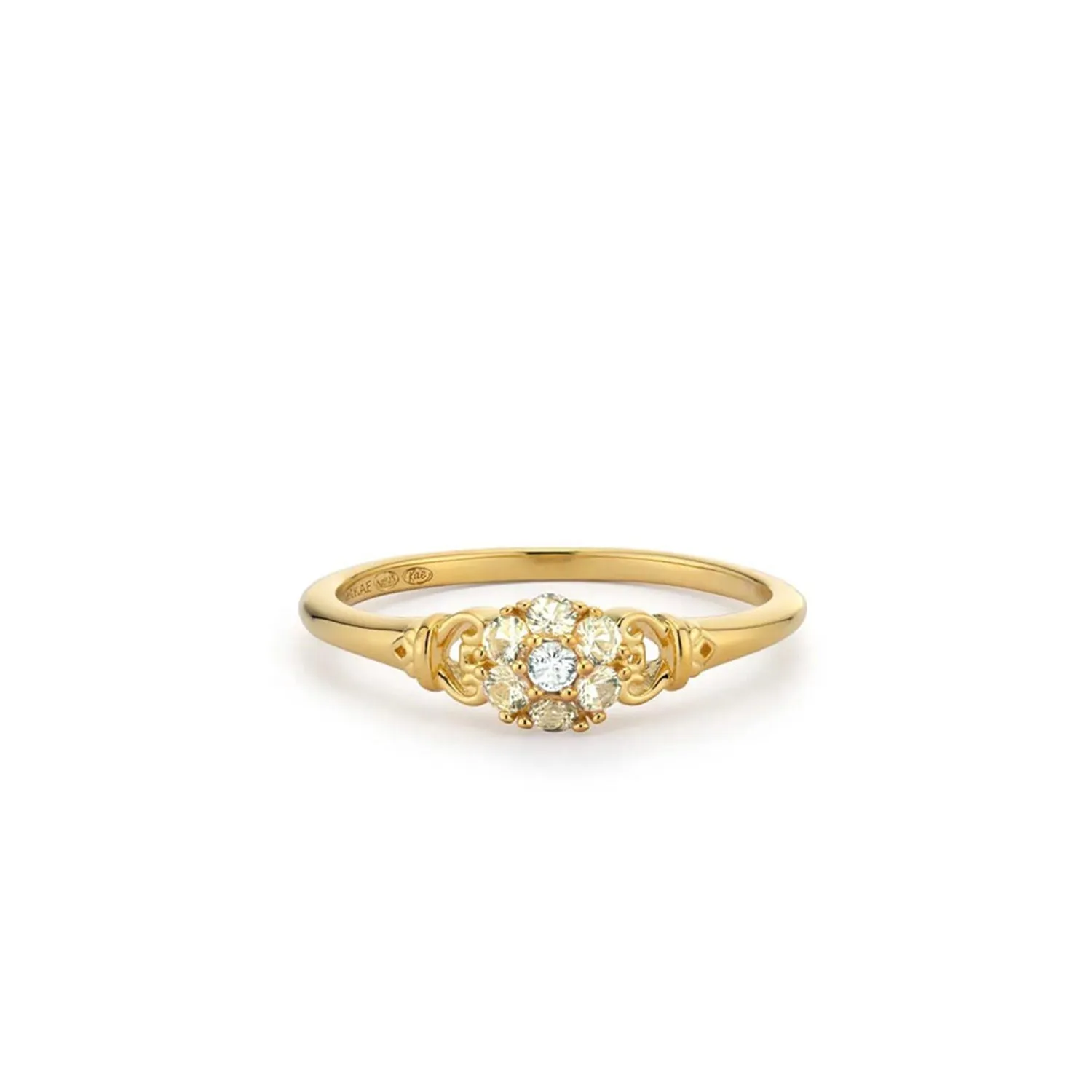 24Kae CZ Flower Ring, Gold