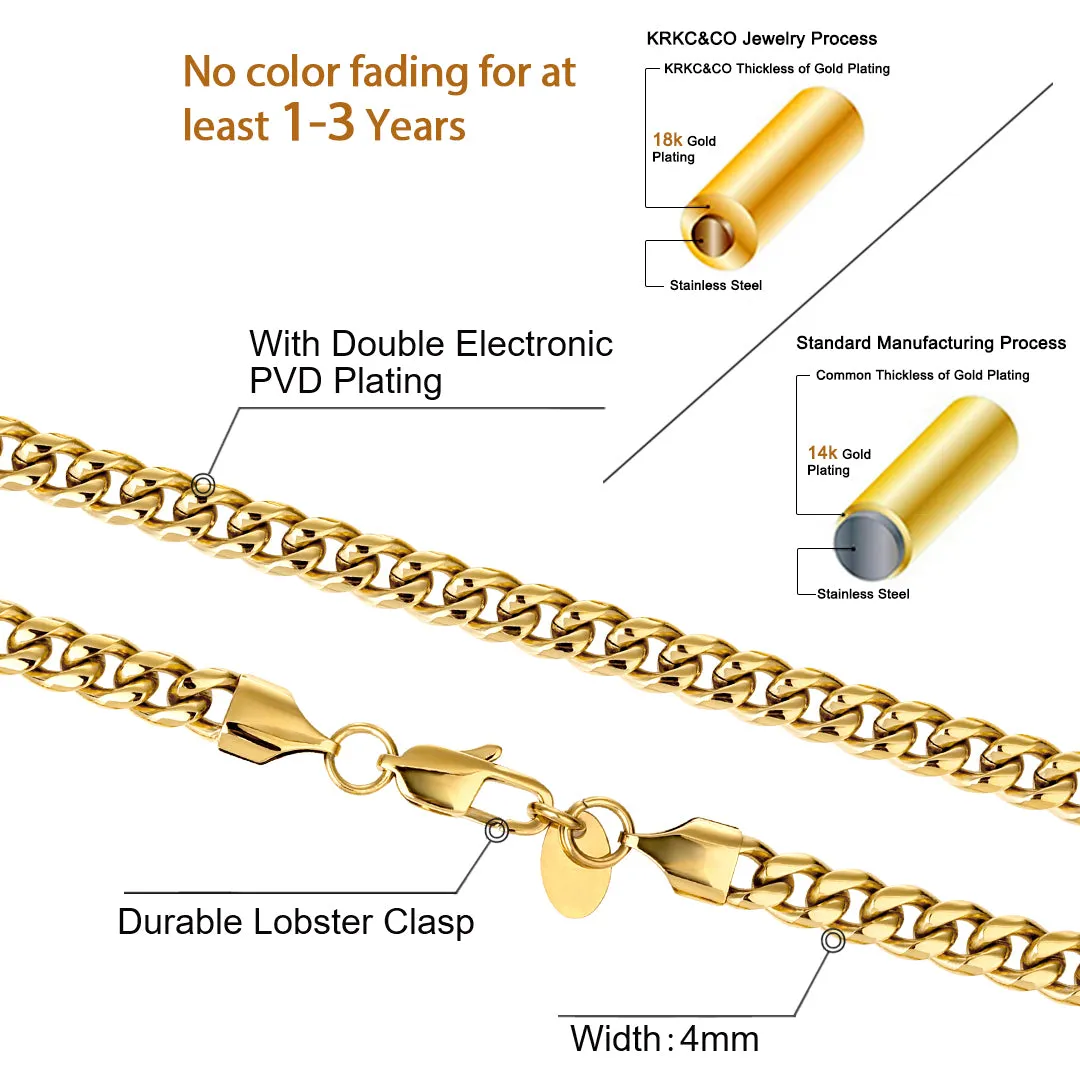 4mm Miami Cuban Link Chain with Lobster Clasp in 18K Gold / White Gold