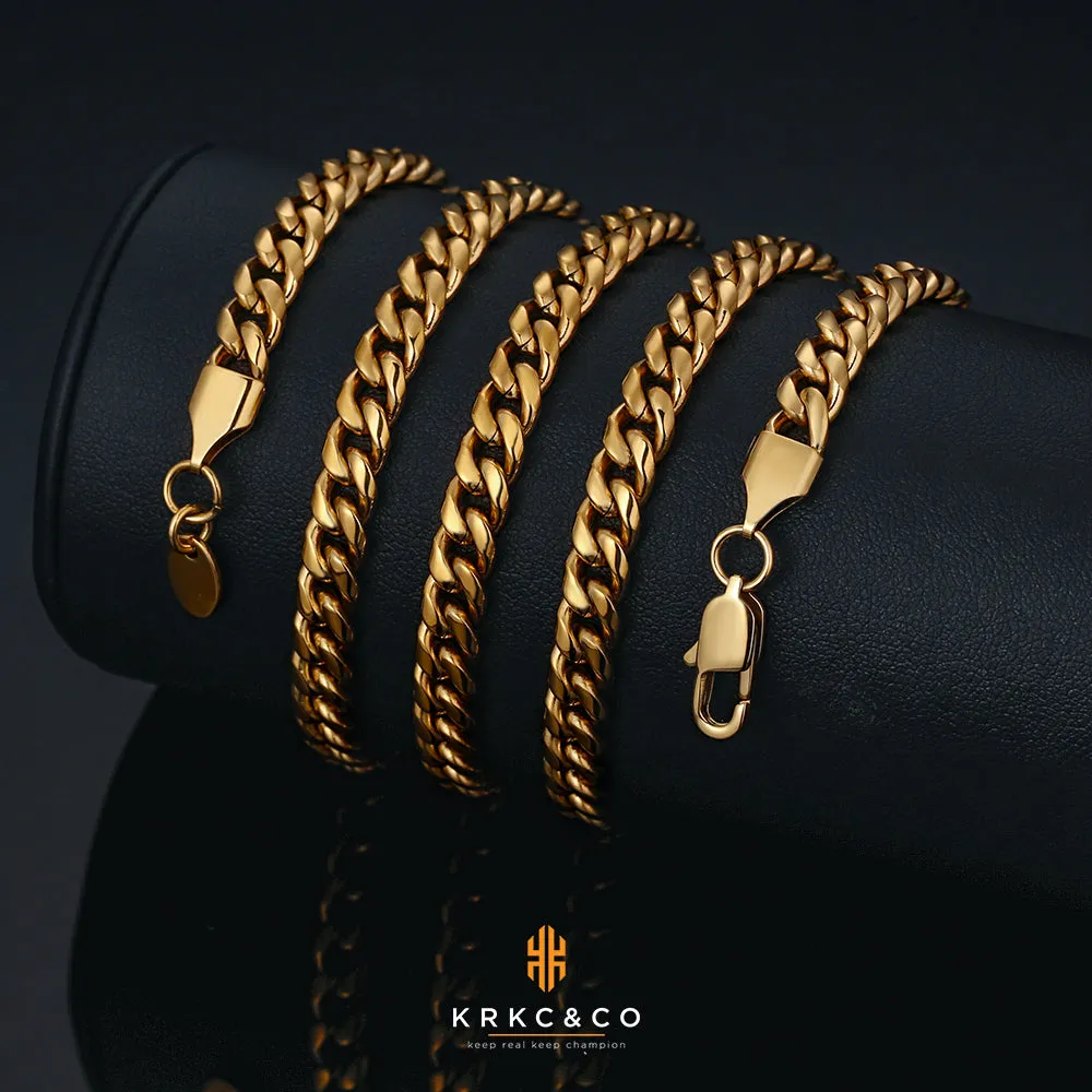 4mm Miami Cuban Link Chain with Lobster Clasp in 18K Gold / White Gold