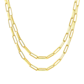 4mm Yellow Gold Paper Clip Chain Gift Set