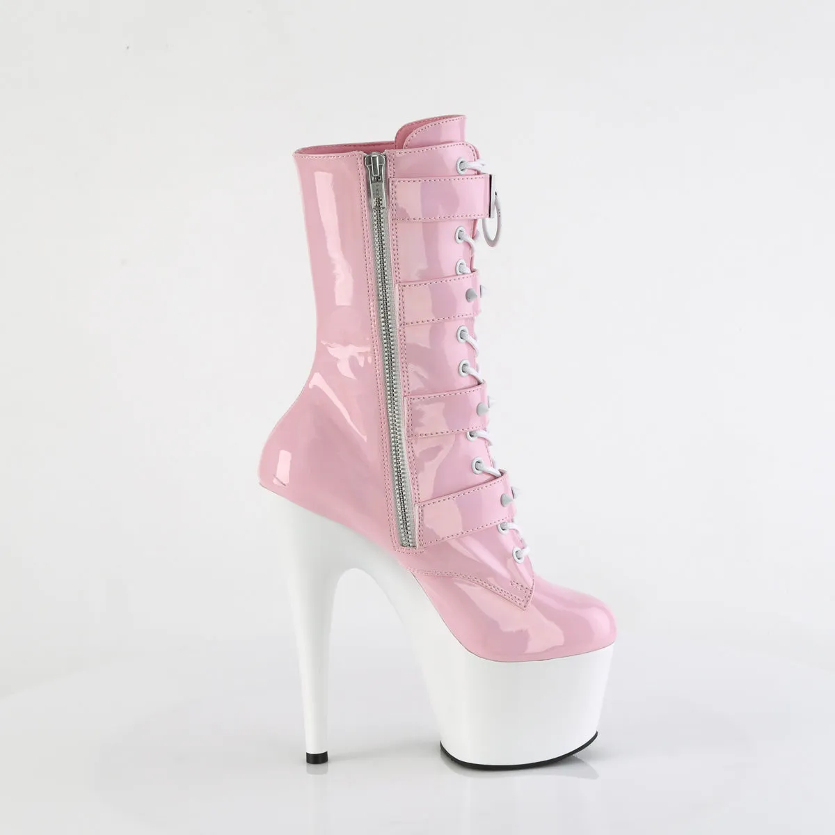 7 Inch Heel ADORE-1046TT Baby Pink Holo Patent