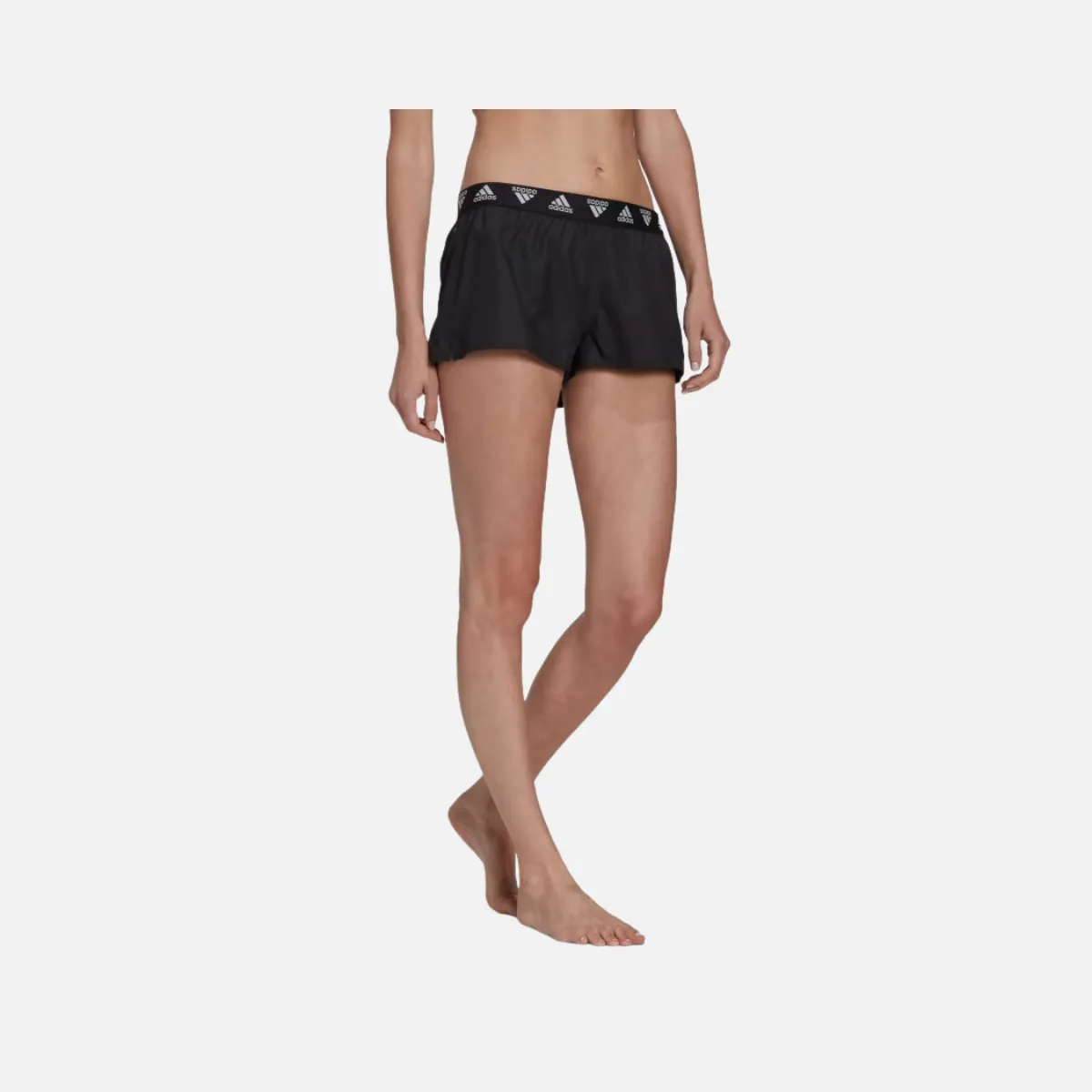 Adidas Branded Beach Women's Swim Shorts -Black/White