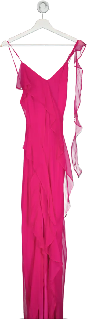 Amanda Uprichard Pink Ruffle Silk Gown UK XXS