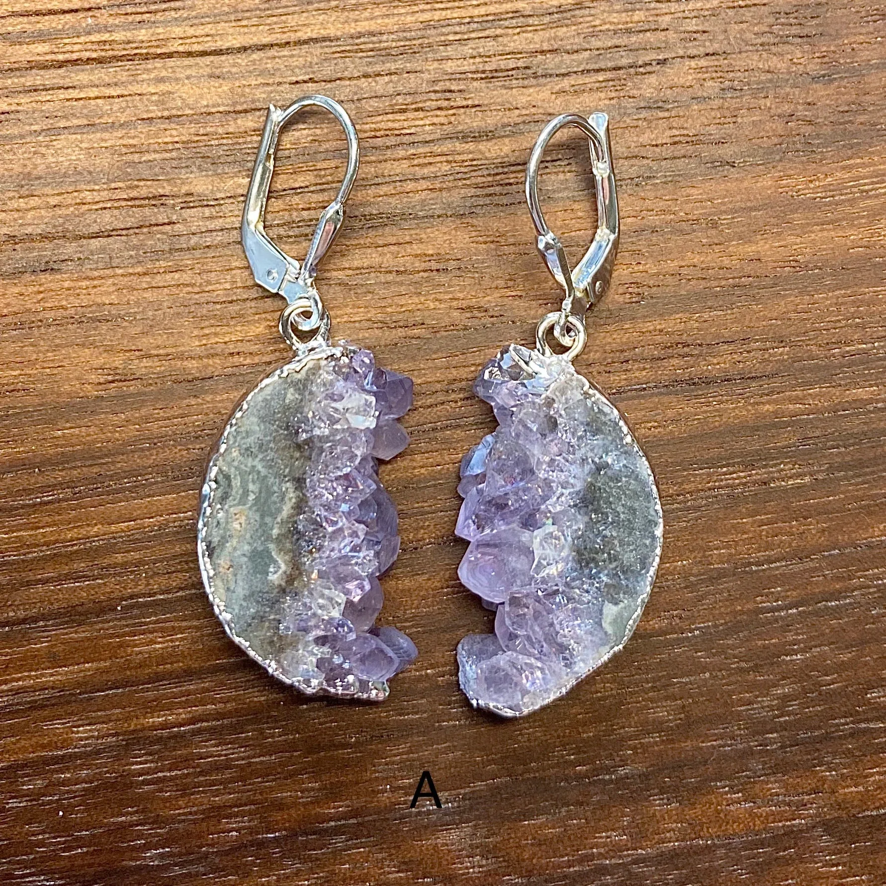 Amethyst Half Moon Earrings