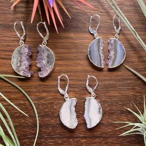 Amethyst Half Moon Earrings