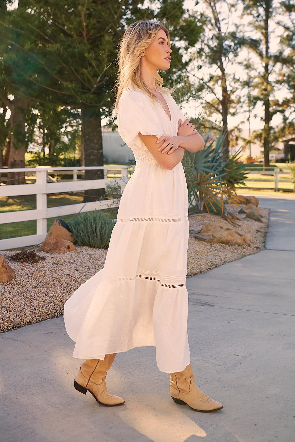 Anine Linen Maxi Dress - White