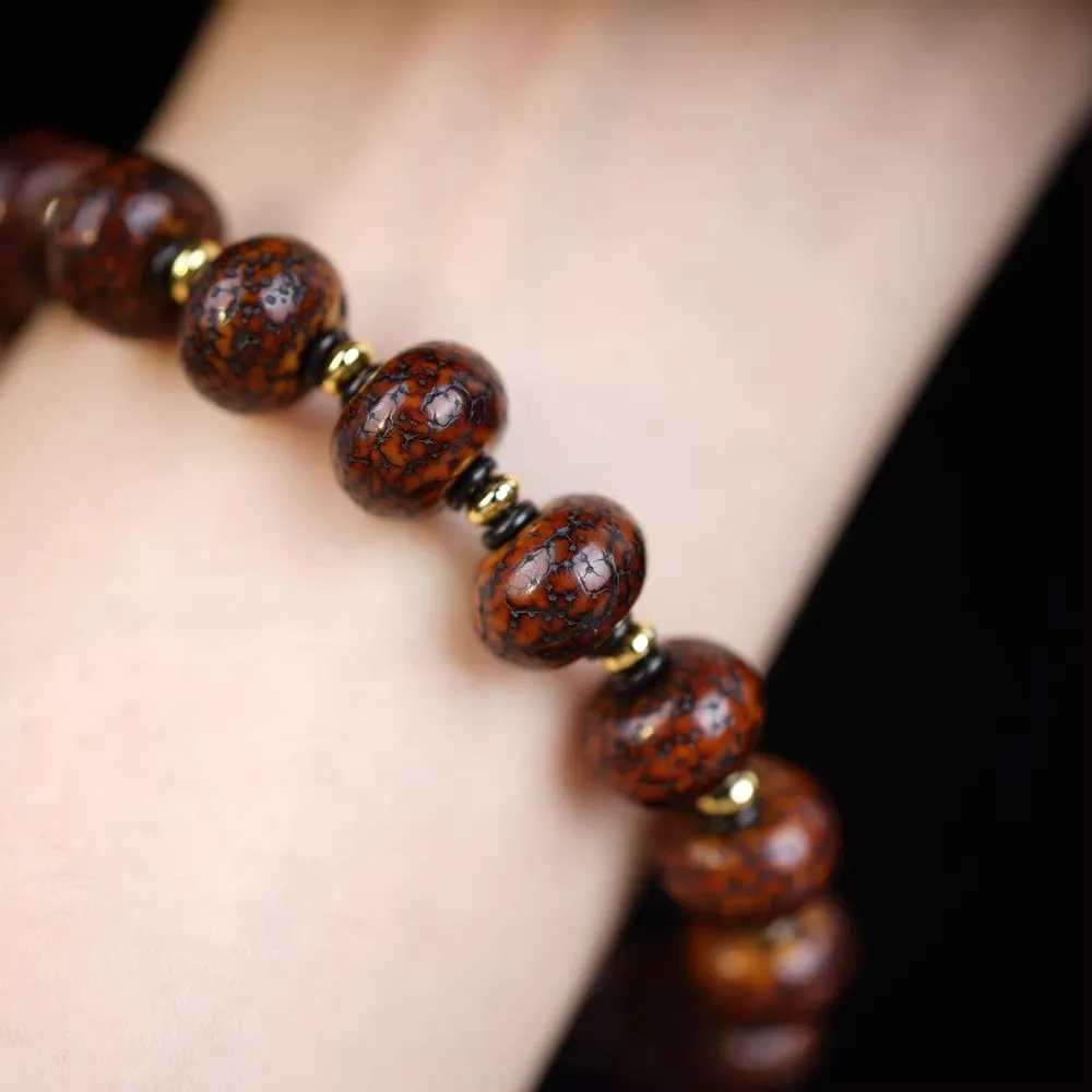 Antique Old Tibetan Star Moon Bodhi Seed Wrist Mala