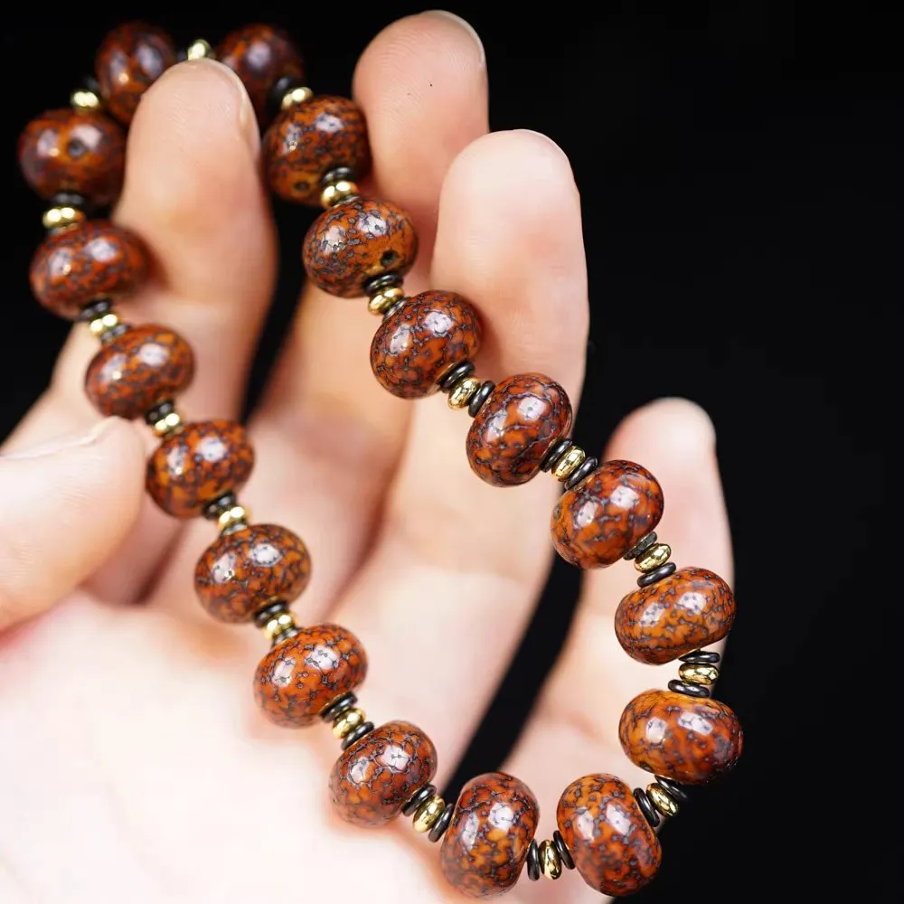 Antique Old Tibetan Star Moon Bodhi Seed Wrist Mala