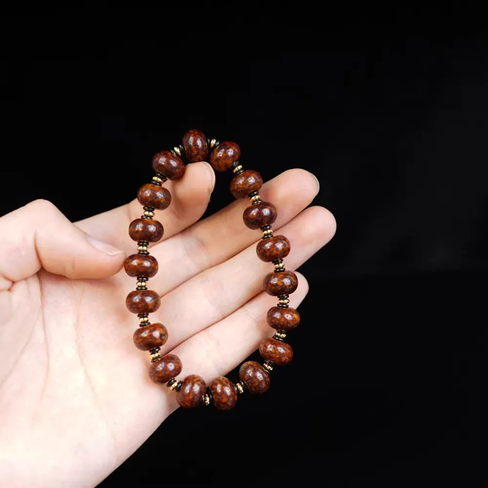 Antique Old Tibetan Star Moon Bodhi Seed Wrist Mala