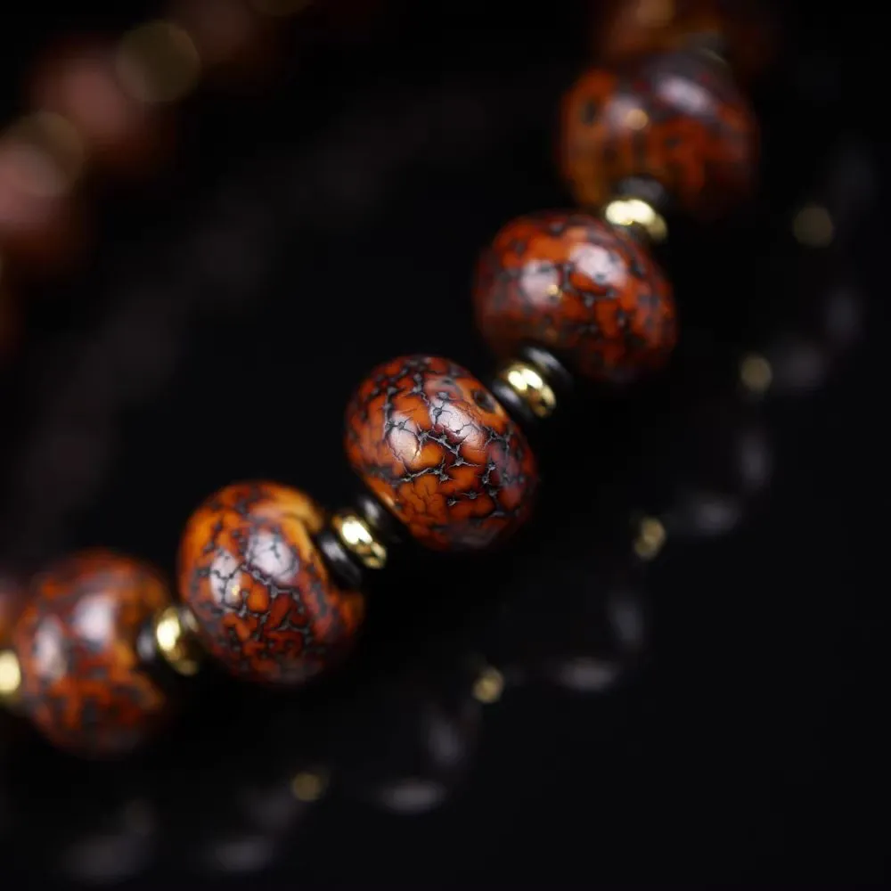 Antique Old Tibetan Star Moon Bodhi Seed Wrist Mala