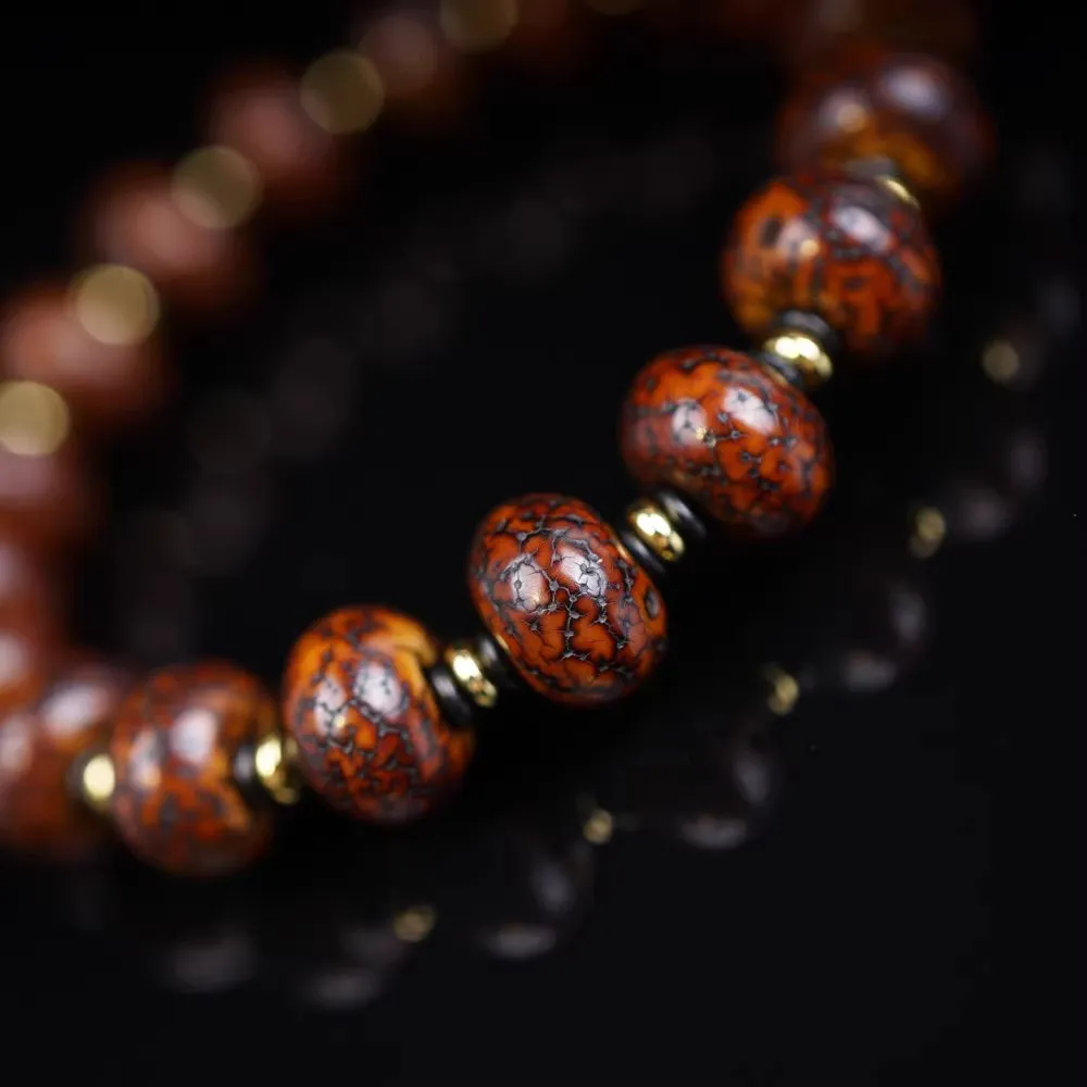 Antique Old Tibetan Star Moon Bodhi Seed Wrist Mala