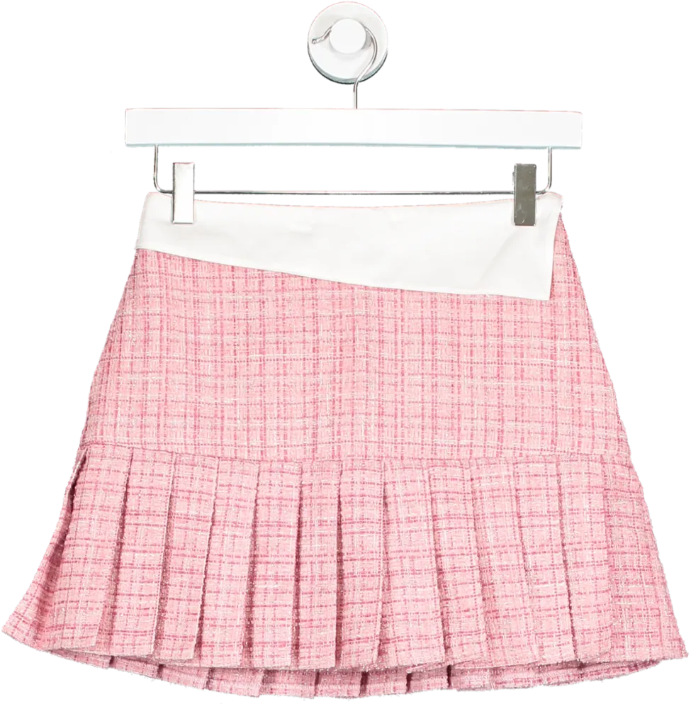 ASOS Pink Boucle Pleat Mini Skirt UK 8