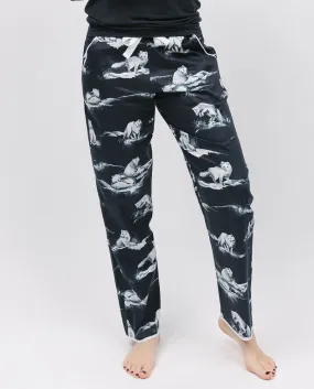 Atlas Womens Black Arctic Fox Print Pyjama Bottoms