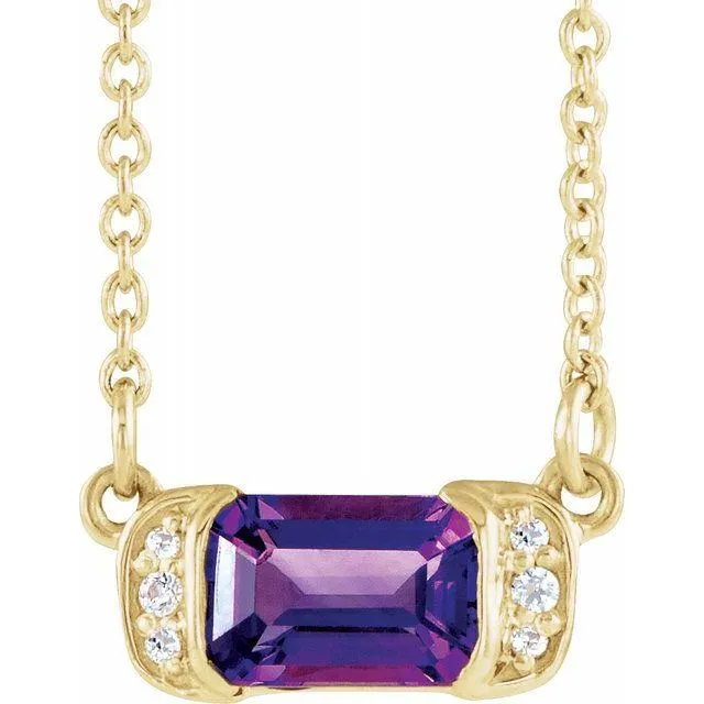 Audrey Gemstone Bar & Diamond Necklace