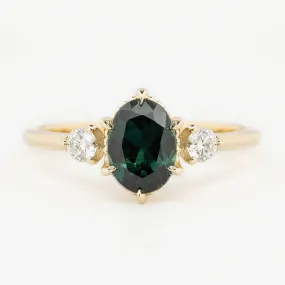 Ayana Ring 1.61ct Blue Green Oval Queensland Sapphire, 14K Yellow Gold (One of a kind)