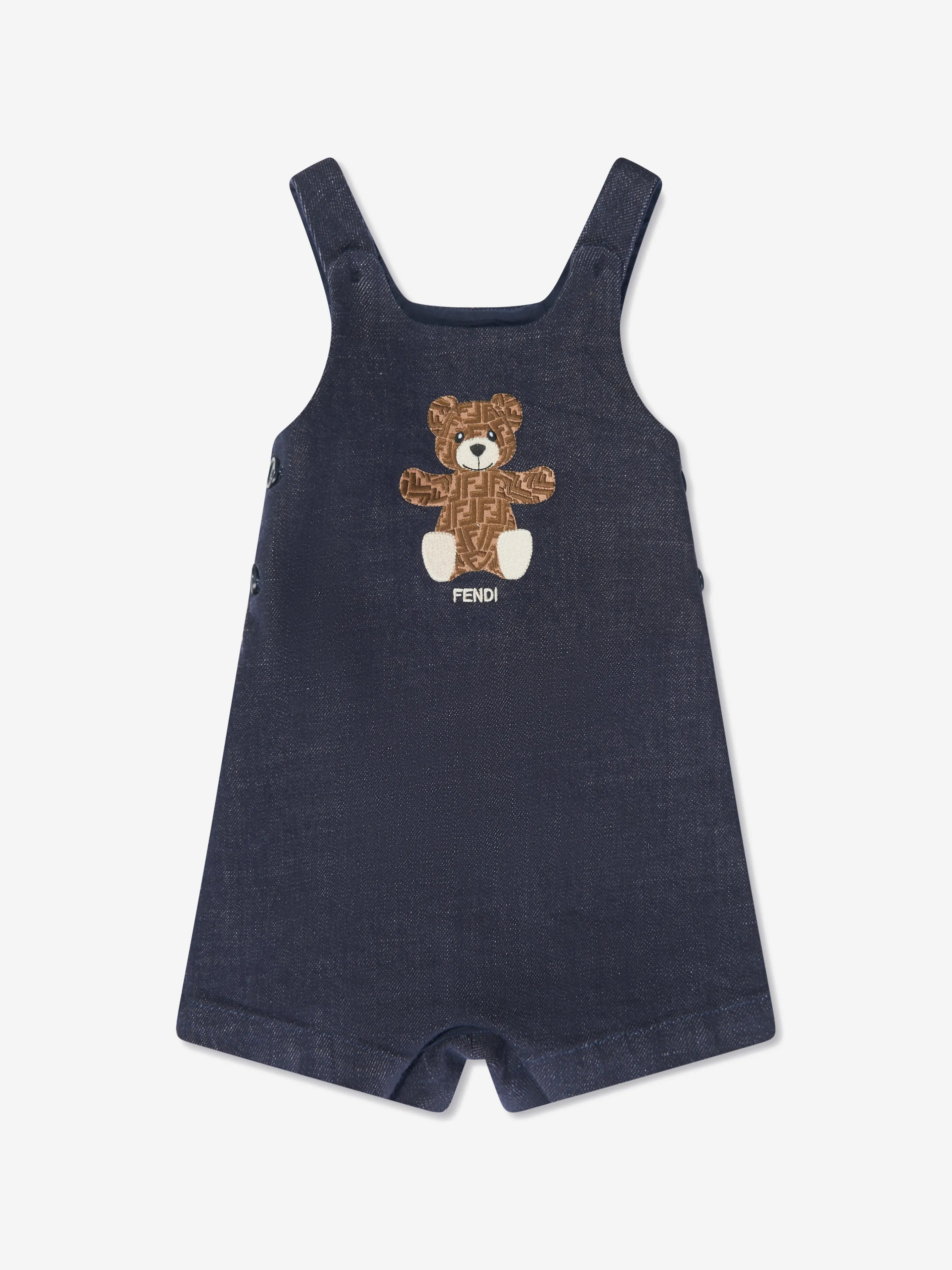 Baby Bear Denim Short Dungarees in Blue