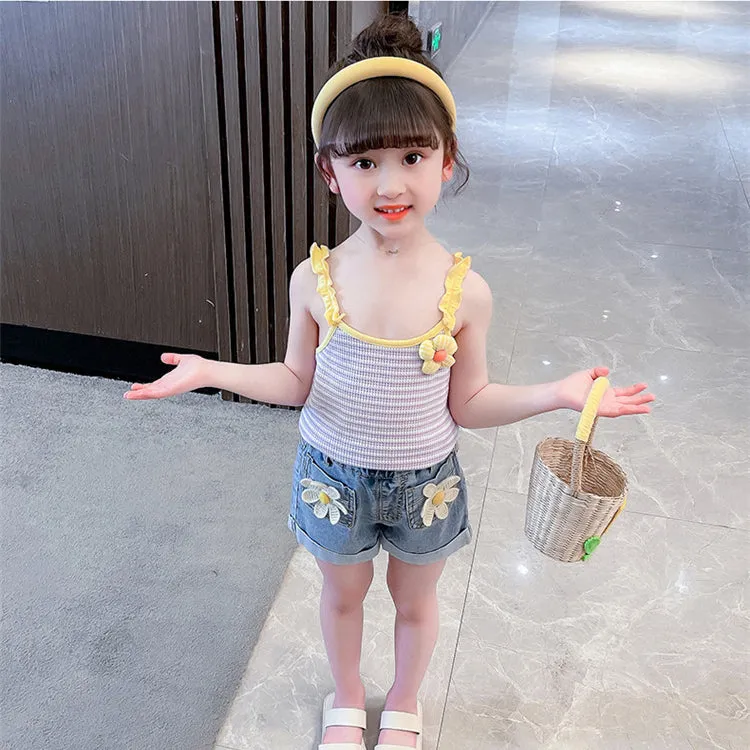 Baby Kid Girls Flower Shorts Jeans