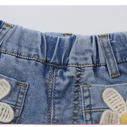 Baby Kid Girls Flower Shorts Jeans