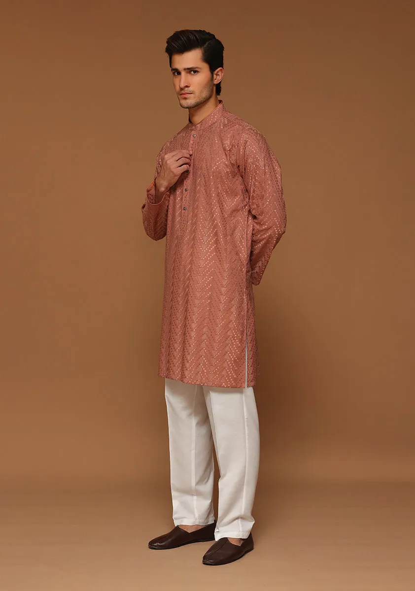 Basic Cotton Desert Sand Slim Fit Kurta