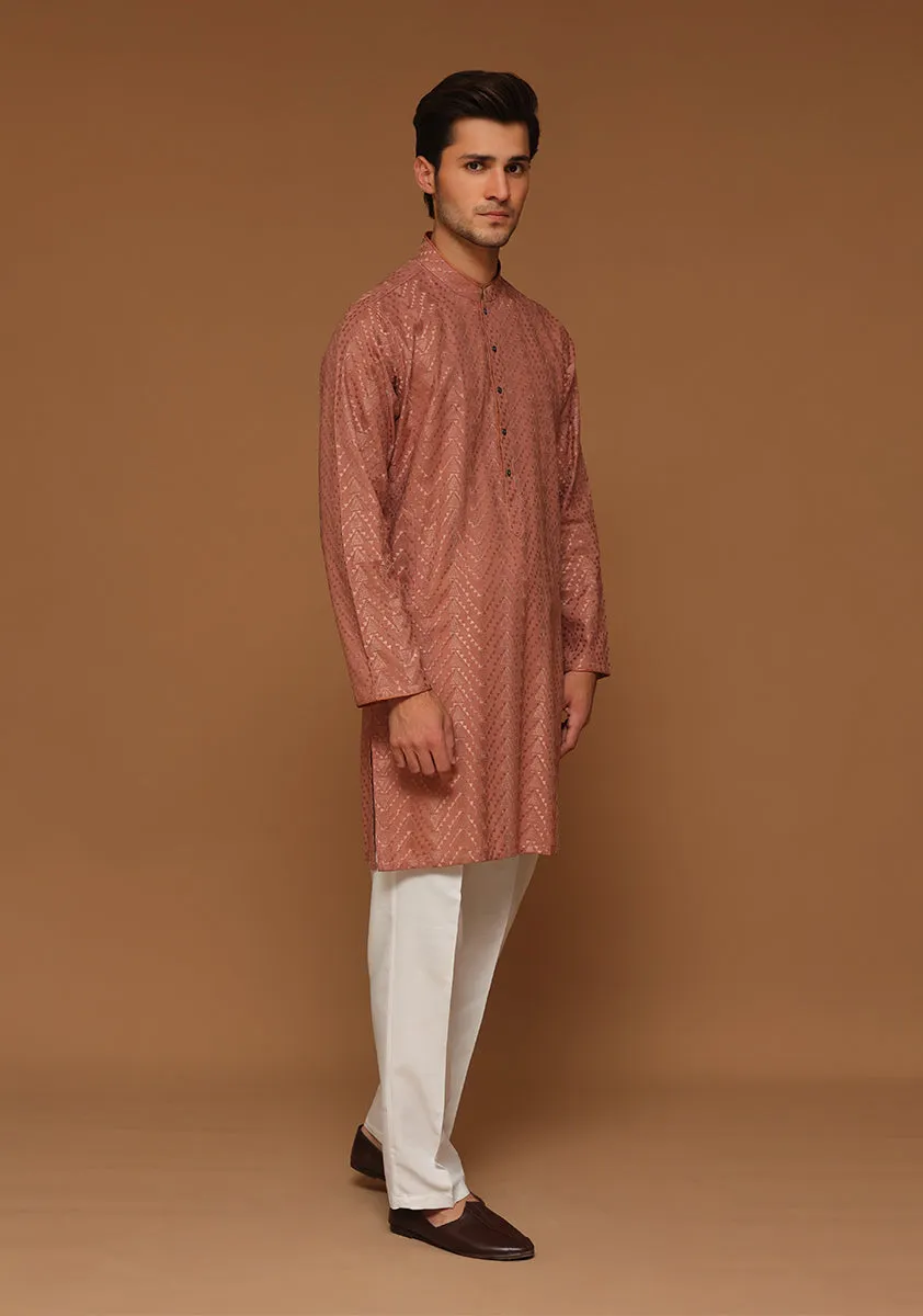 Basic Cotton Desert Sand Slim Fit Kurta