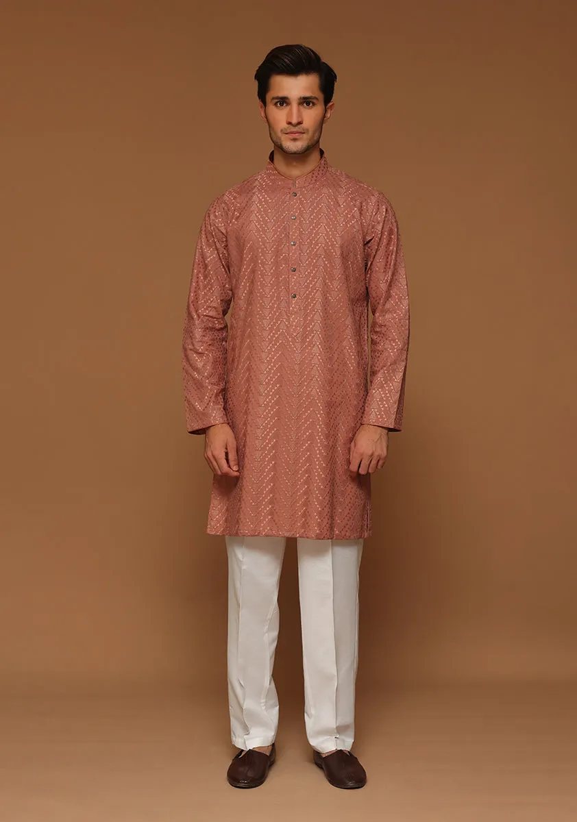 Basic Cotton Desert Sand Slim Fit Kurta