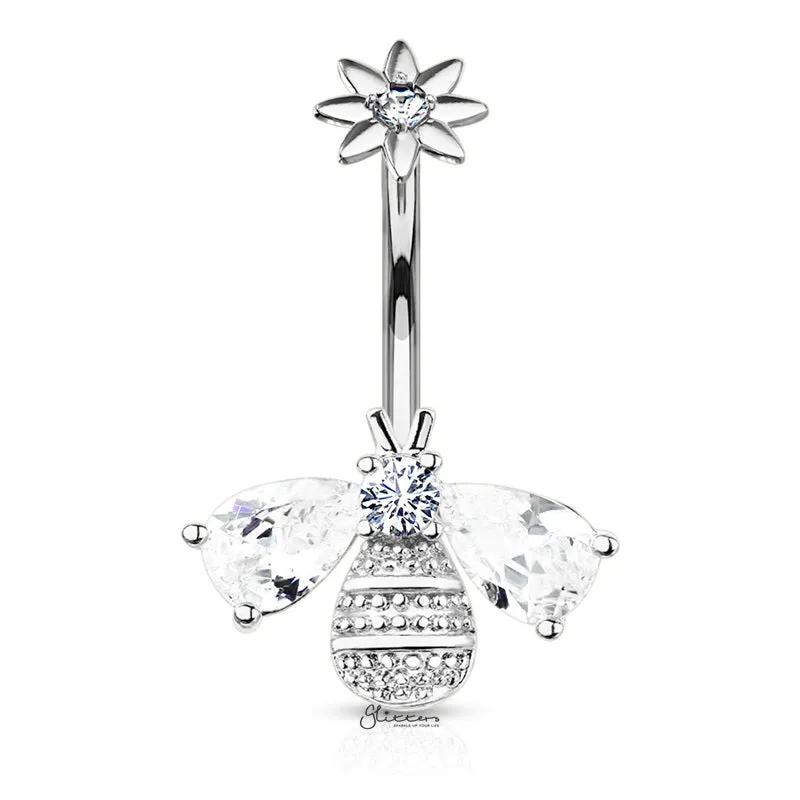 Bee Belly Button Navel Ring - Silver