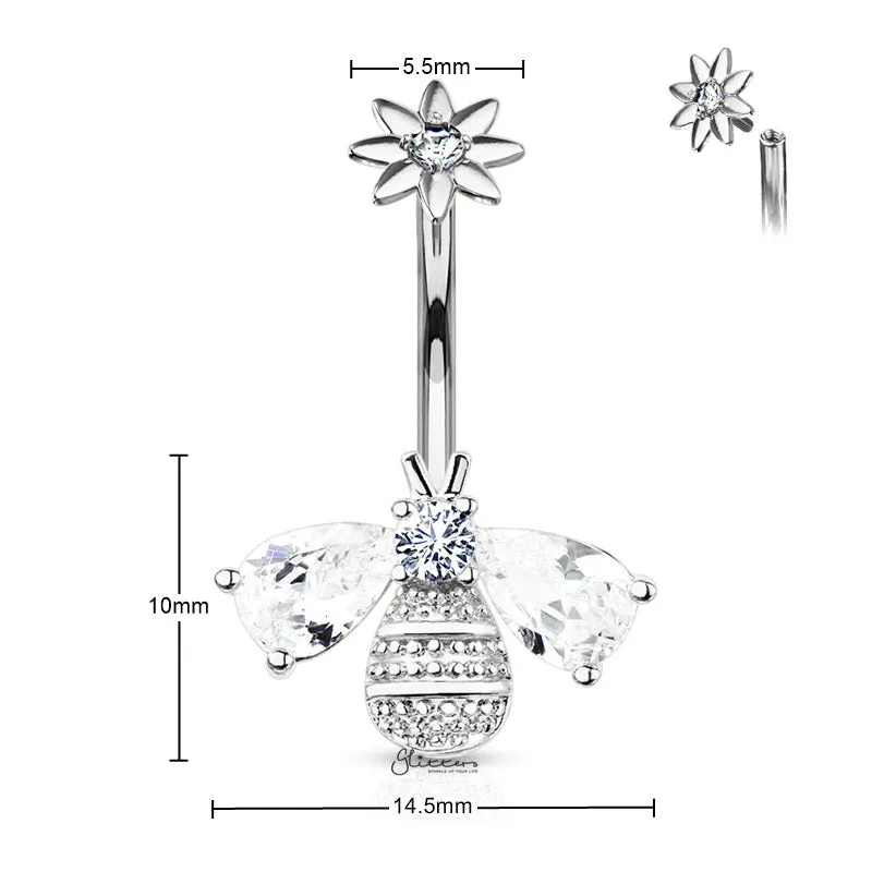 Bee Belly Button Navel Ring - Silver