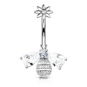 Bee Belly Button Navel Ring - Silver