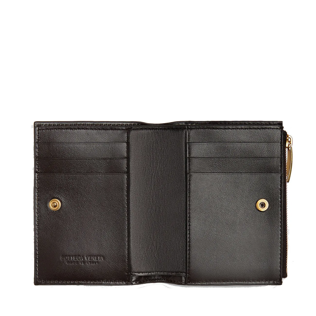 Bi-Fold Zip Wallet Intrecciato 19, Fondente