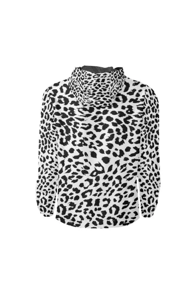 Black and White Leopard Print All Over Print Windbreaker for Men