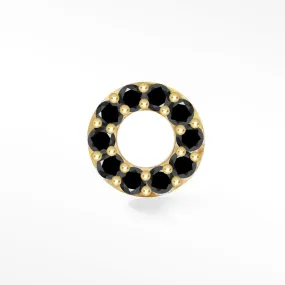 Black Diamond Flat Back Earring Donut 14k Yellow