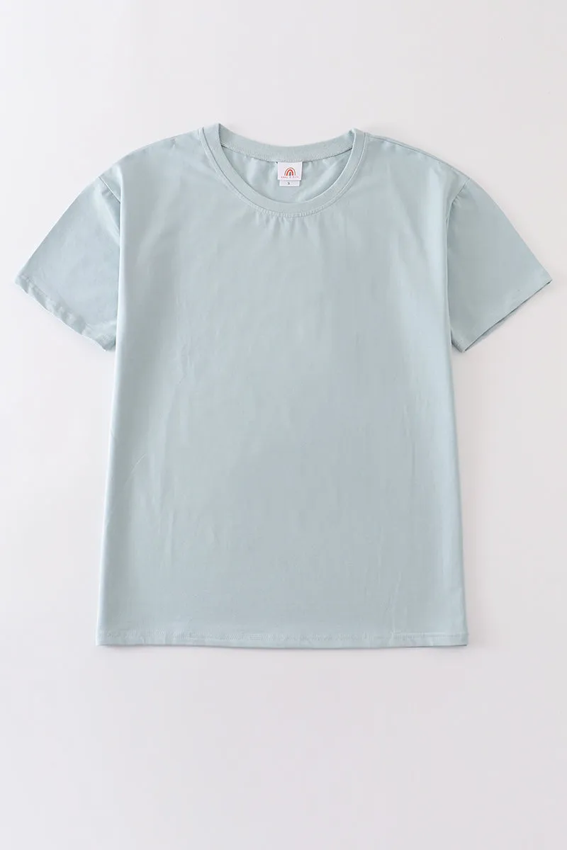 Blue blank basic t-shirt Adult Kids and baby bubble