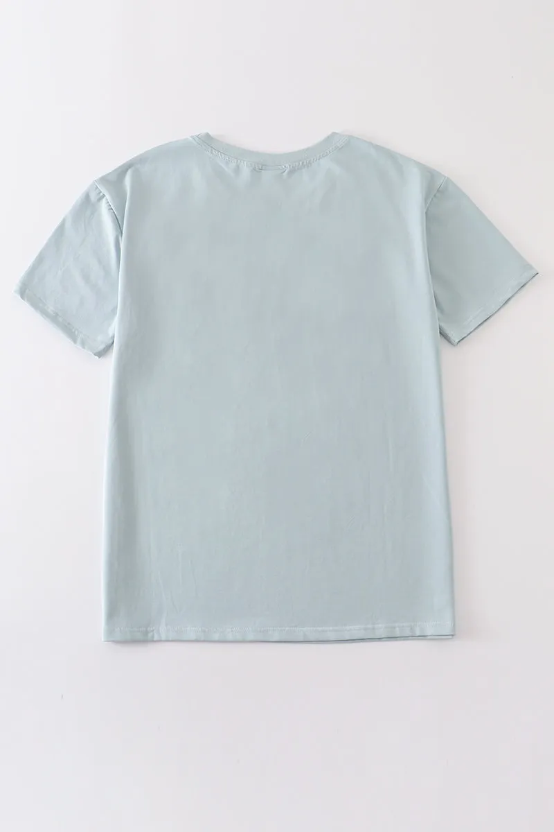 Blue blank basic t-shirt Adult Kids and baby bubble