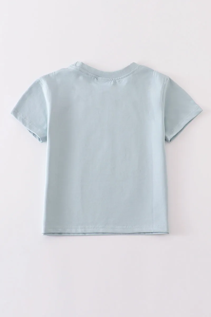 Blue blank basic t-shirt Adult Kids and baby bubble