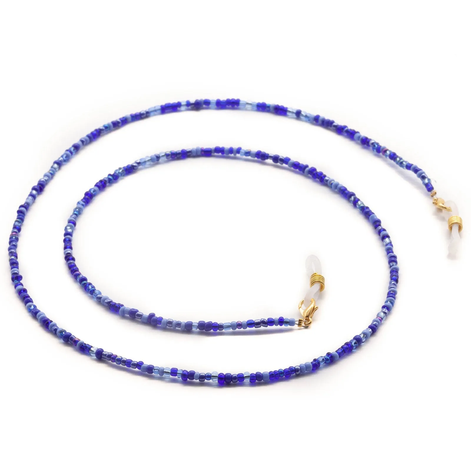 Blue Glass Beaded Face Mask Lanyard Necklace