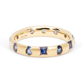 Blue Mixed Cut Celeste Ring - Size 8 - 11135